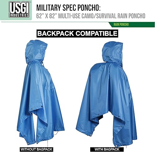 Vista 38 de USGI Industries Poncho de estilo militar Multi Uso Rip Stop Camuflaje Rain Poncho Marpat