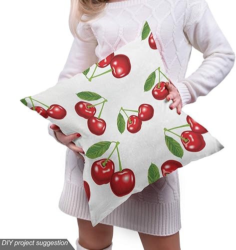 Miniatura 5 de Ambesonne The Yard, tela de frutas de diseño de cerezas, frutas frescas de verano, verde jardín, macro impresión digital, tela decorativa para