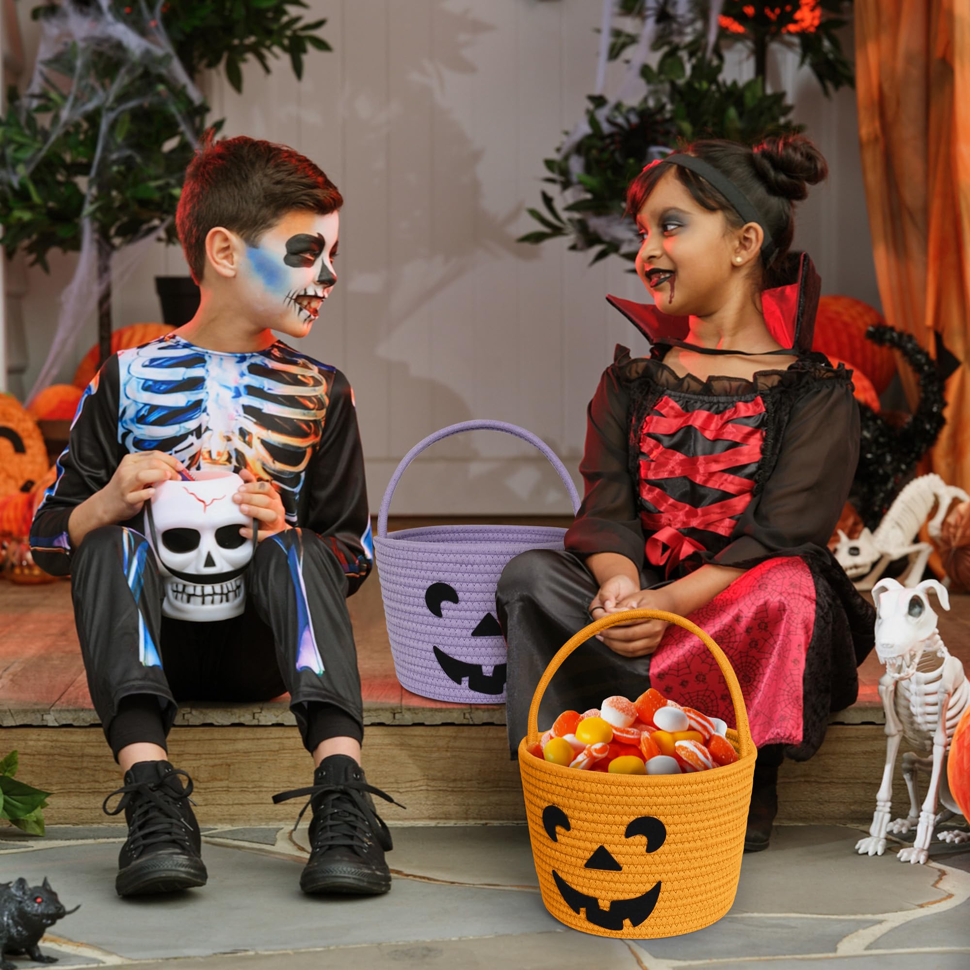 Halloween Pumpkin Basket - Kids Candy Bucket -6