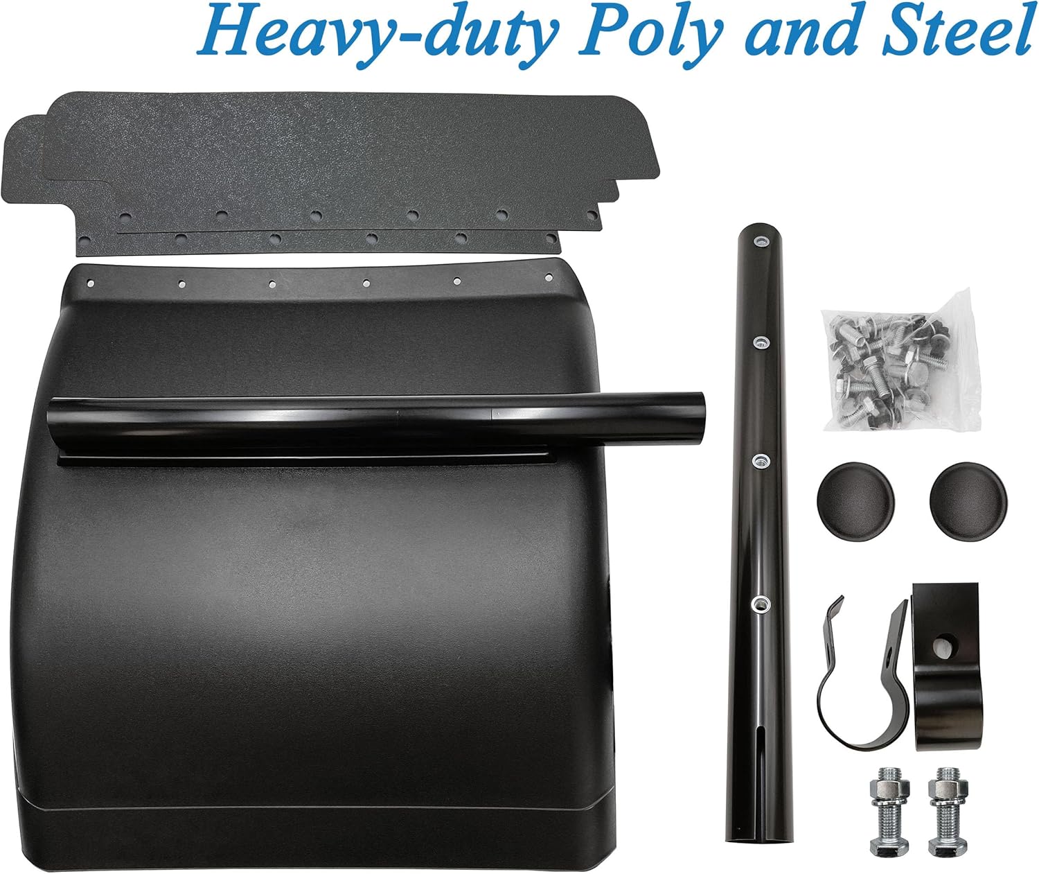 24"x24" Poly Quarter Fenders for Semi Truck Fenders Set of 2 Universal Heavy Duty Black Quarter Fenders with Mounting Hardware