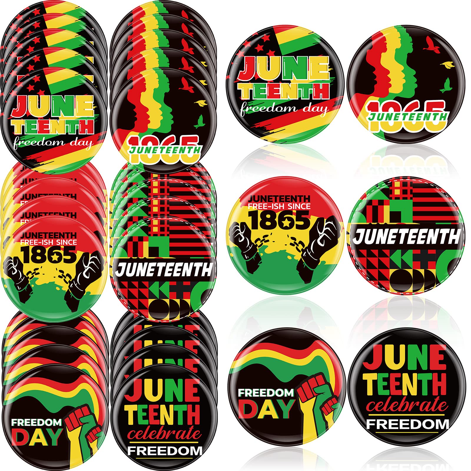 Jexine 120 Pcs Juneteenth Buttons Badges Pins 2.28 Inches/ 58 mm Lapel Pin Black Pride Button Pins Juneteenth Decorations Party Badge for Bags Jackets