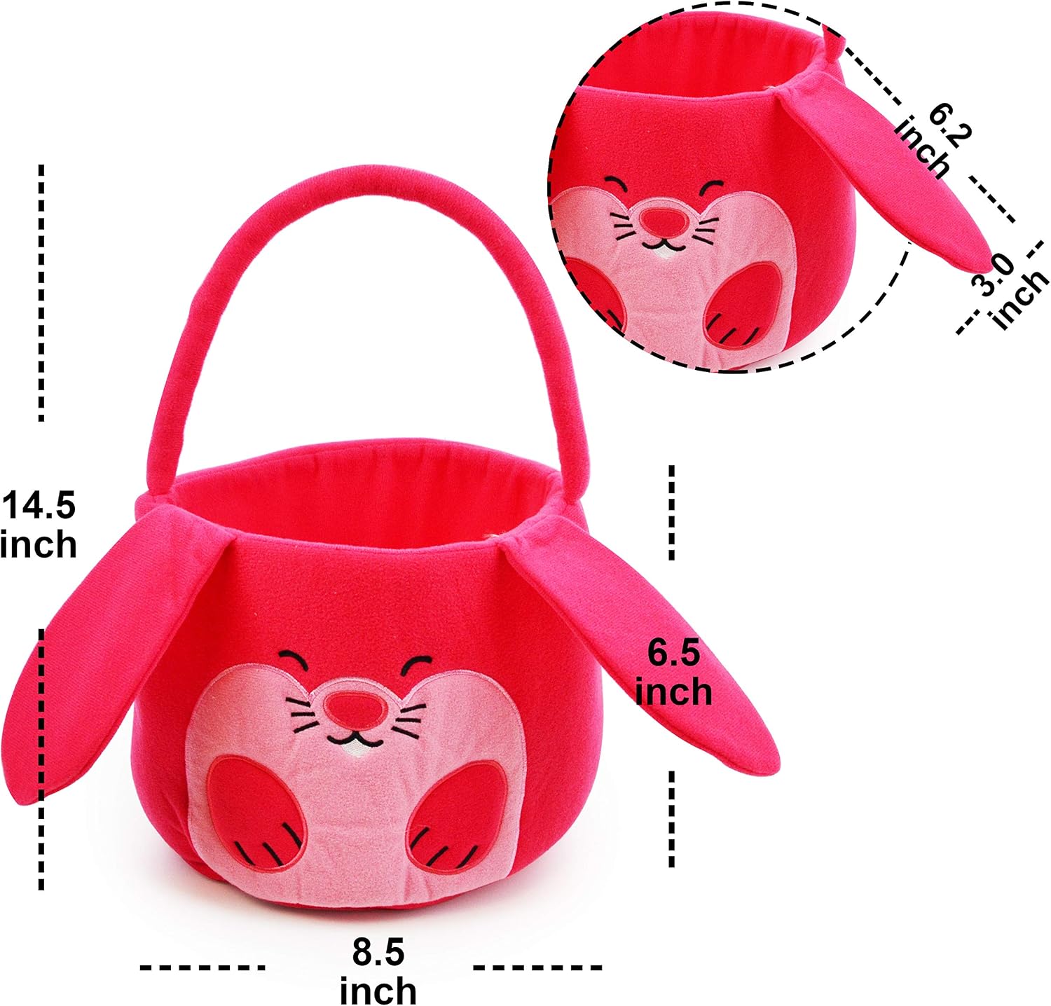 JOYIN 2 Packs Bunny Plush Basket Set for Easter Eggs Hunt, Gift Bags, Kids Party Favor (Blue, Pink)