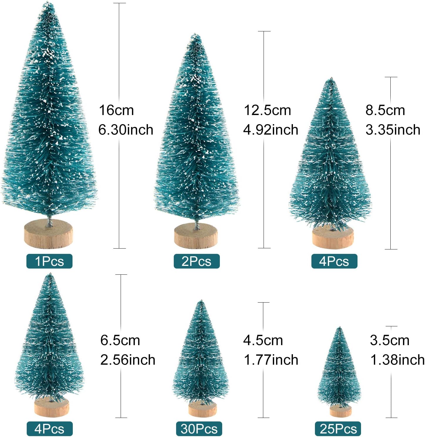 TUPARKA 66Pcs Miniature Bottle Brush Trees, Mini Christmas Trees with Sisal Snow - Image 3