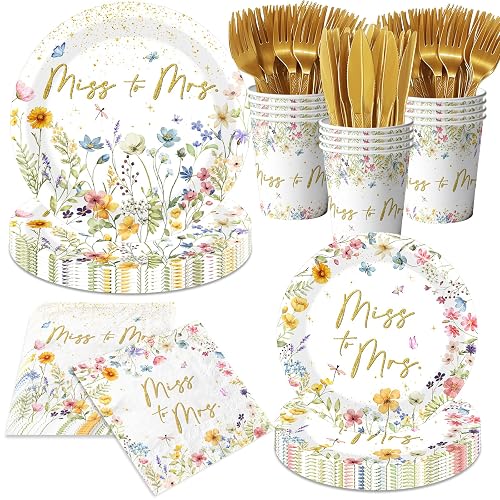 Floral Bridal Shower Decorations - 144Pcs Miss to Mrs Paper
