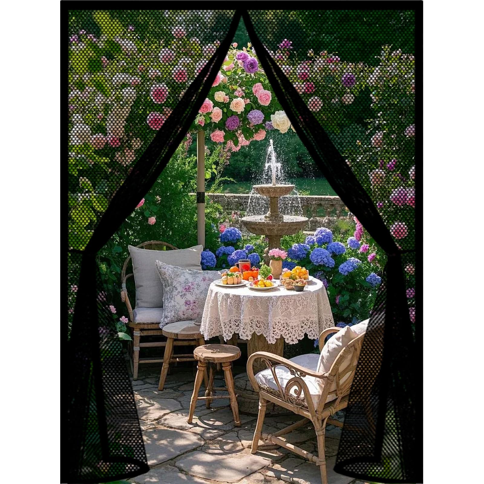 Guojun Black Fly Screens For Doors 98 X 185 Cm Powerful Magnets And Full Frame Magic Tape Insect Protection Door Easy To Install Without Drilling For Patio Bedroom Sliding Kitchen,