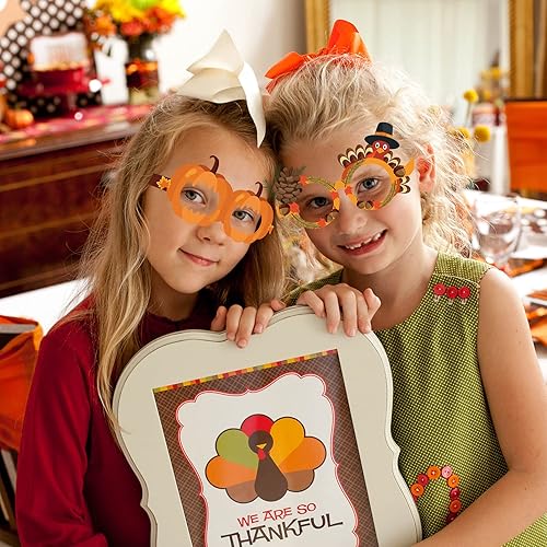 Miniatura 8 de HOWAF Paquete de 27 vasos de papel de pavo para fiesta de Acción de Gracias, accesorios divertidos para cabina de fotos para niños y adultos,