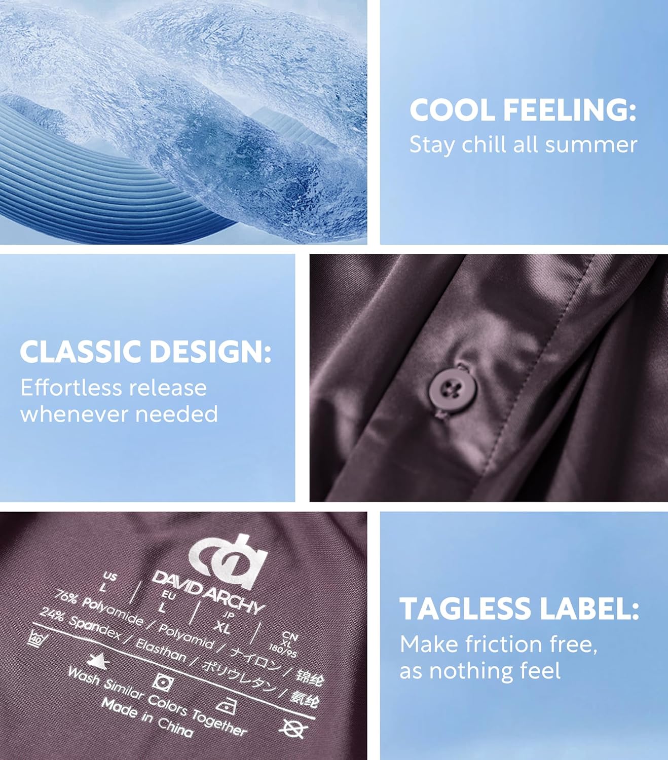 DAVID ARCHY Stretch Satin Boxers for Men, Silk Feeling Boxer Shorts, Breathable Loose Men's Underwear for Sleep 3 Pack - Image 5