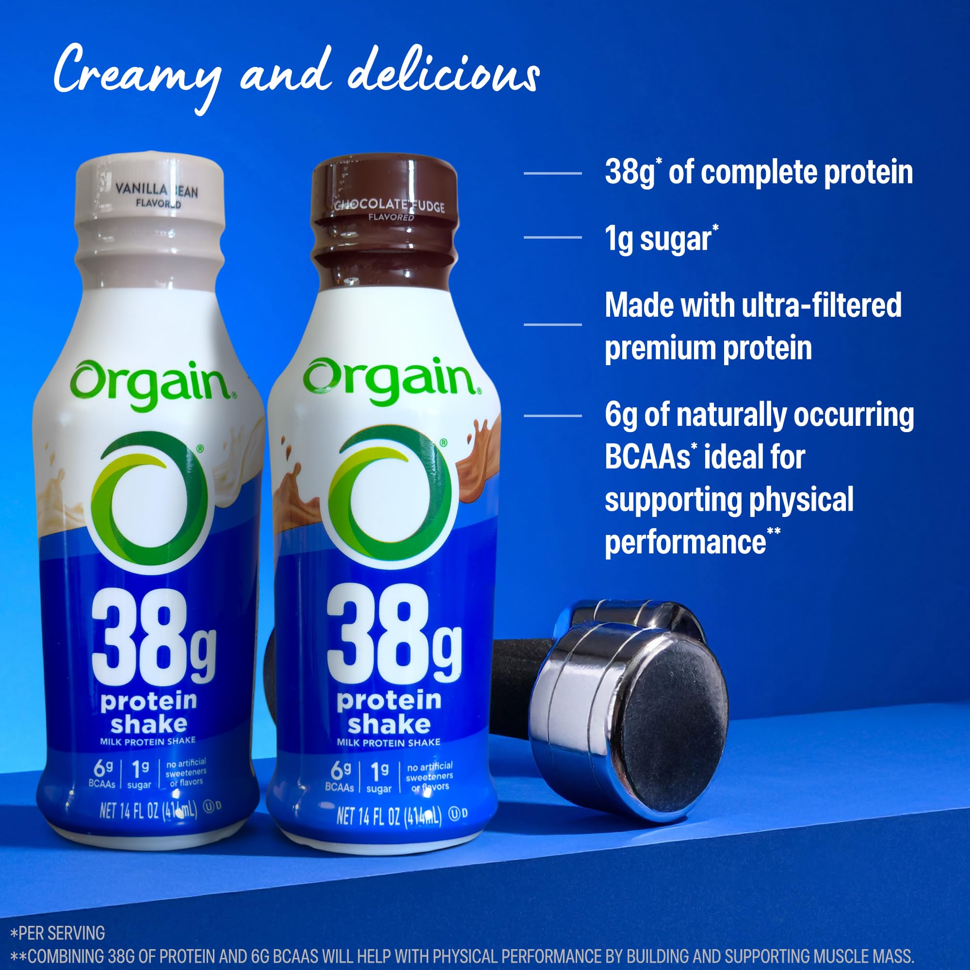 Orgain 38g High Protein Grass-Fed Shake, 6g BCAAs, Chocolate, 14 oz, 12pk — Amazon image 3