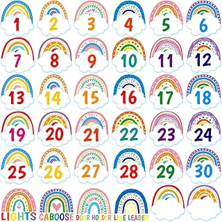 Fancy Land 48 Pcs Rainbow Line Up Spots for Classroom Floor Number Stickers Line Up Dots Floor Decals Colorful 4 Inches Classroom Preschool Decoration Teacher Supplies Line Up Helper