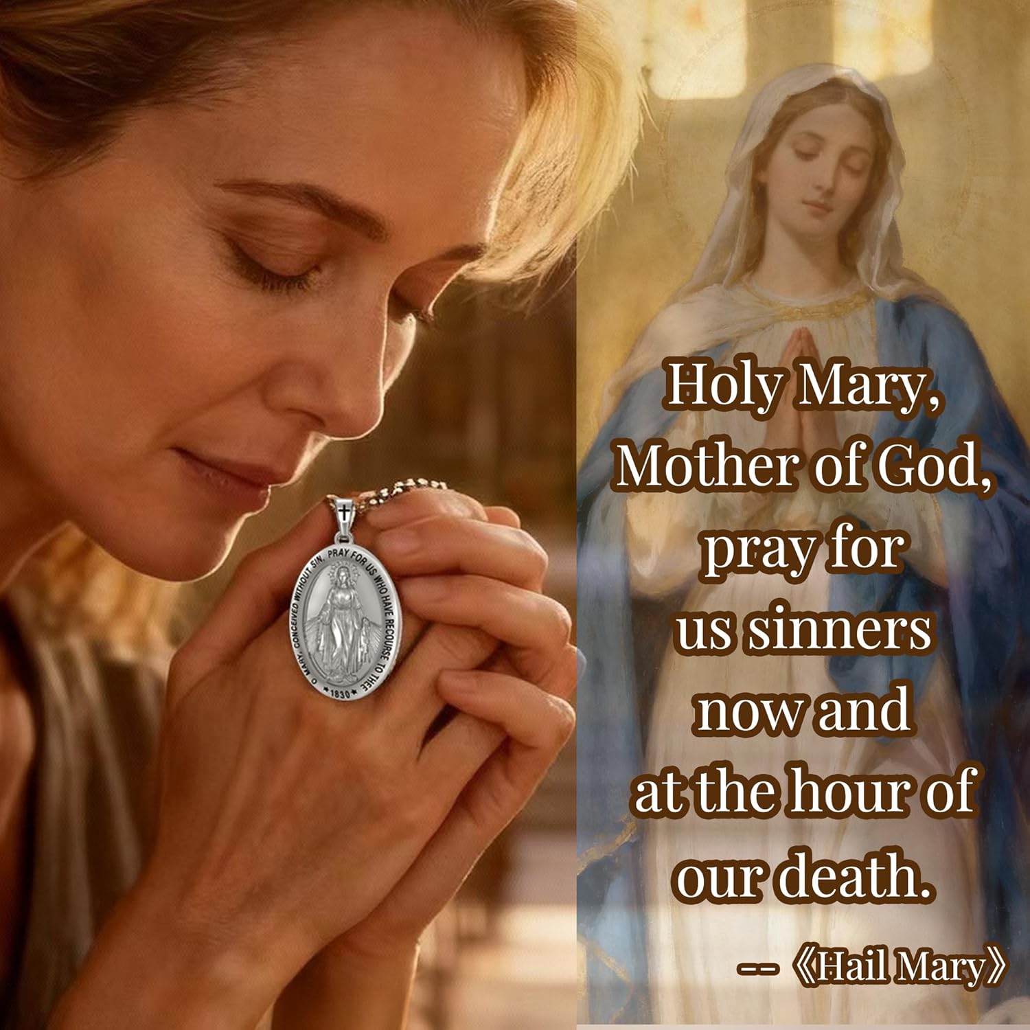 Sterling Silver Catholic Religious Medal Set Pendant Combo: Seal of Seven Archangels, Saint Benedict Medal, Virgin Mary Medal & Saint Michael Protective Charm - Image 6