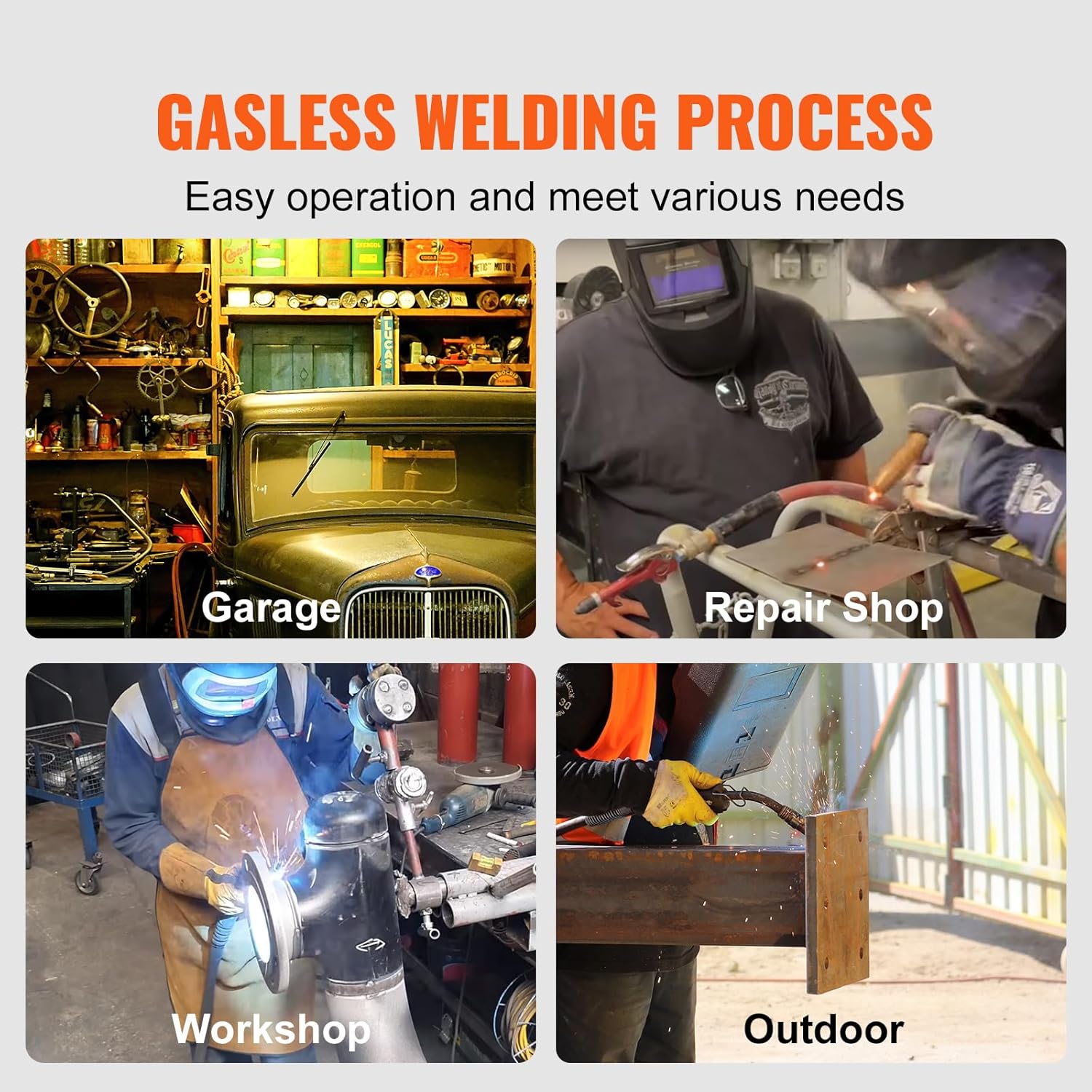 VEVOR Flux Core Welding Wire, E71T-GS 0.035-inch 10LBS, Gasless Mild Steel MIG Welding Wire with Low Splatter for All Position Arc Welding and Outdoor Use (Pack of 2)