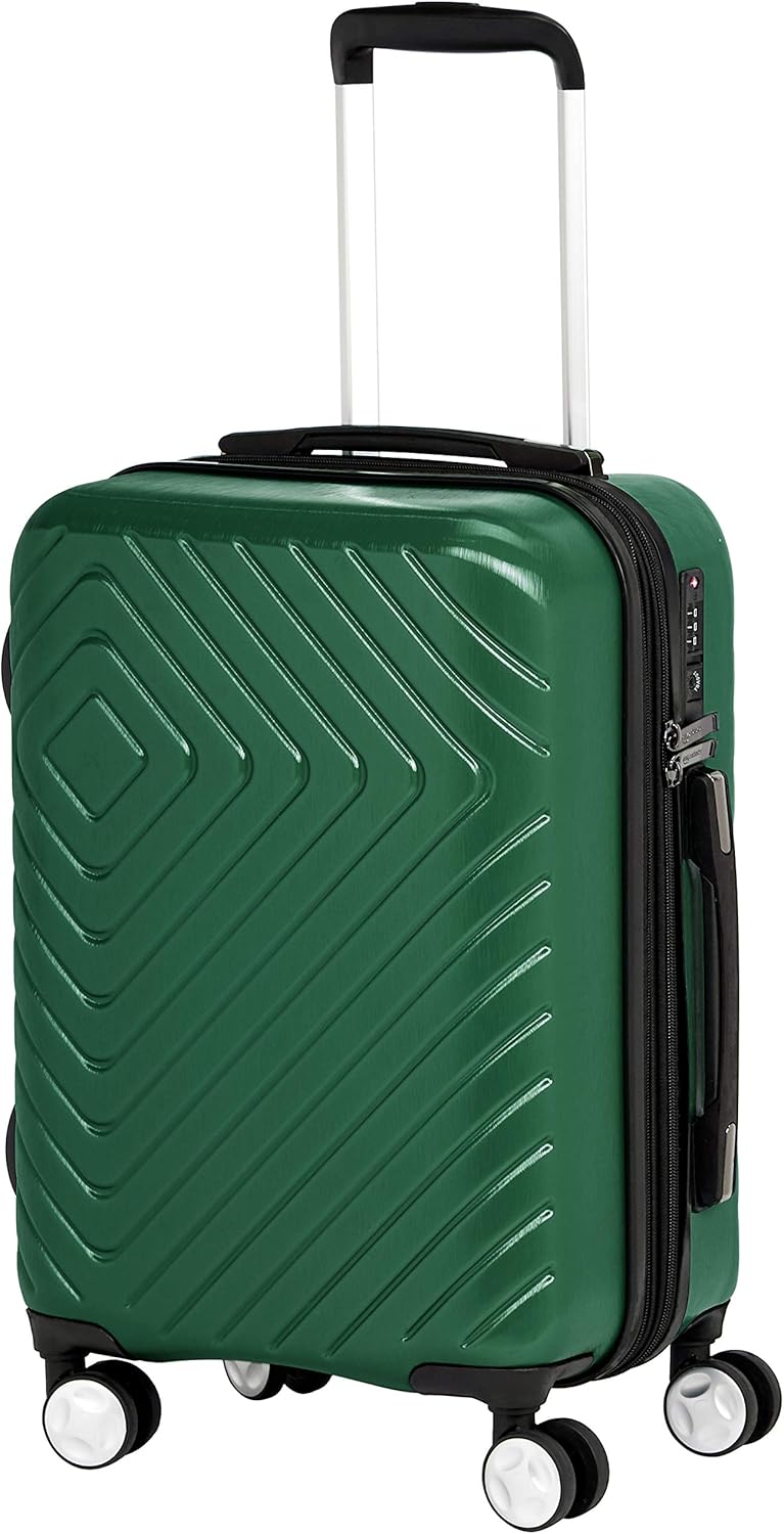  |  Basics Geometric Travel Luggage Expandable Suitcase Spinner with Wheels and Built-In TSA Lock, 21.7-Inch - Pink | Carry-Ons