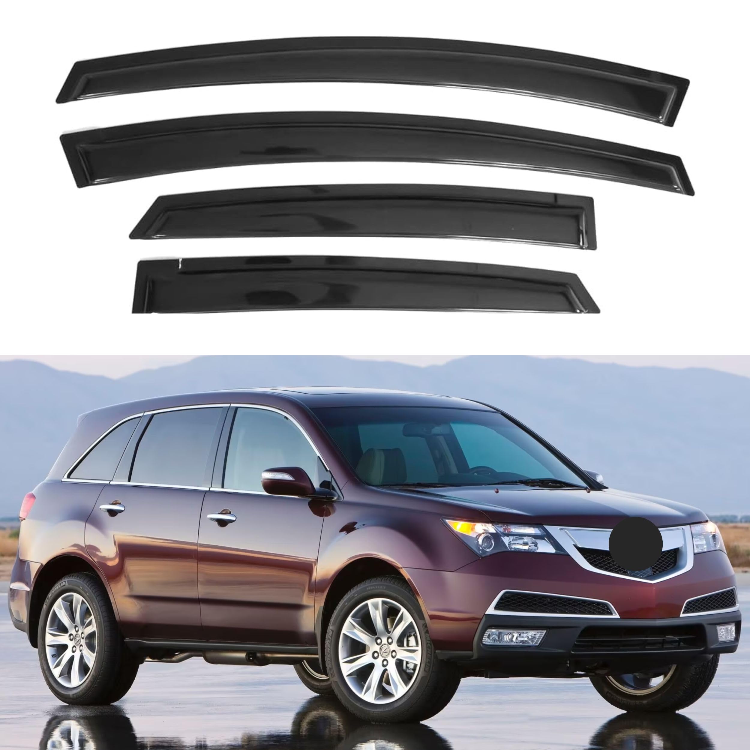 IG Window Visor for Acura MDX 2007-2013, Rain Guard Tape-On Extra Durable Sun Wind Side Vent Window Deflector Mugen Style, 2007 2008 2009 2010 2011