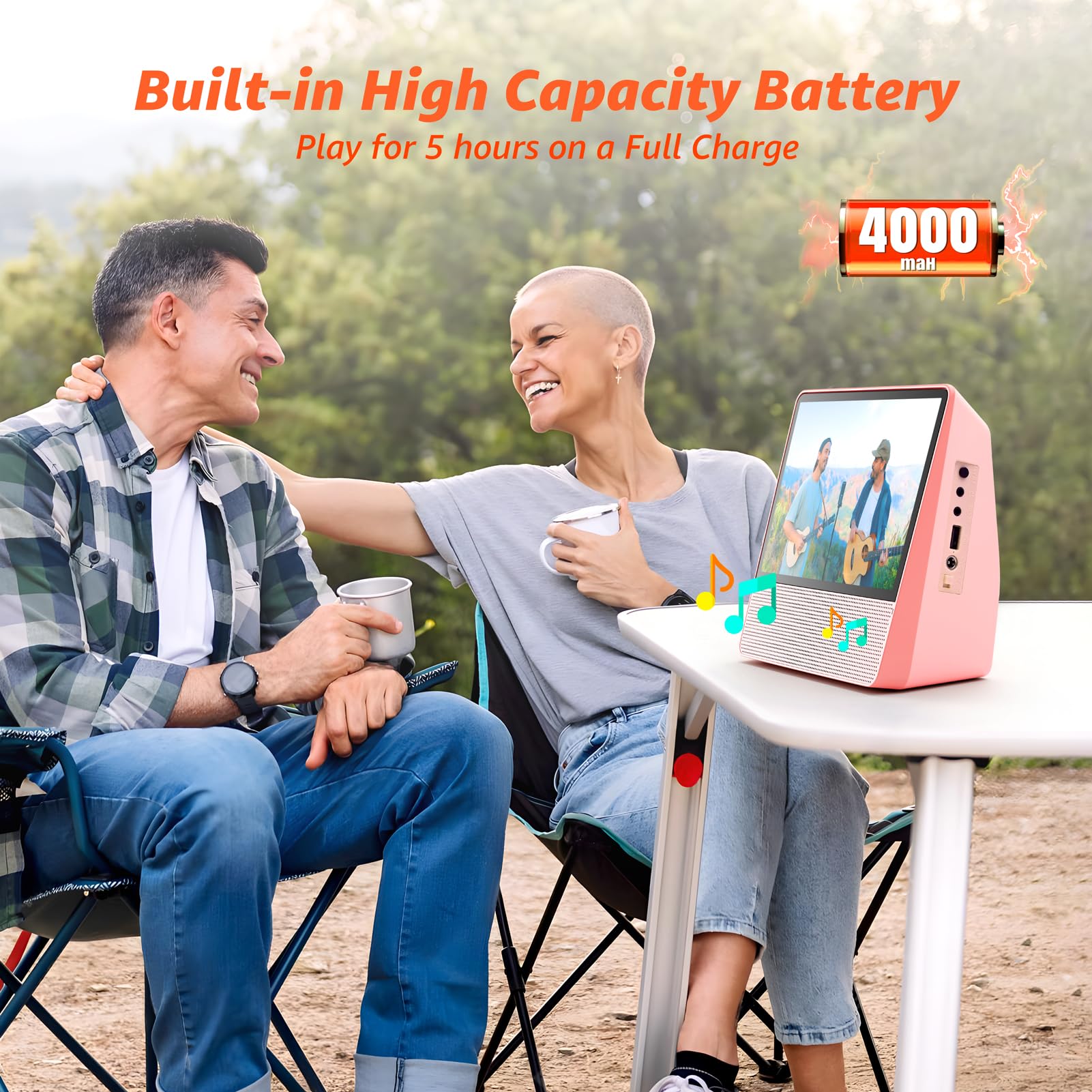 ROADOM Reproductor de DVD portátil de 9.8 pulgadas con visualización, visualización digital HD 1024 x 600, recargable de 4000 mAh, sonido estéreo de alta fidelidad, control remoto, sincronización de