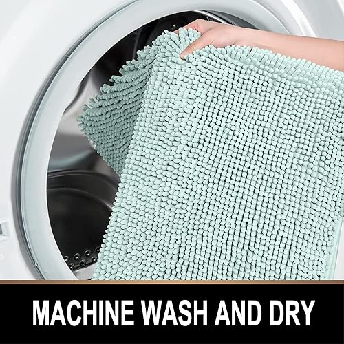 Miniatura 94 de Tapete de baño extra largo de felpilla suave, tapete de microfibra absorbente, lavable a máquina y antideslizante para puerta, baño, habitación