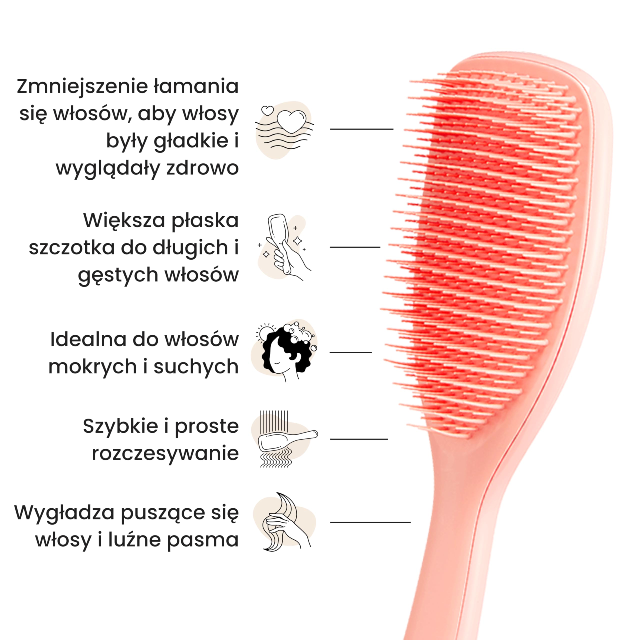 Tangle Teezer Ultimate Detangler - Szczotka do rozczesywania do gęstych, lokowanych i długich włosów - Dwupoziomowe ząbki zmniejszają łamliwość i eliminują splątania - Brzoskwiniowa poświata
