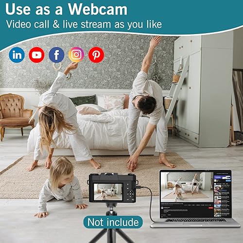 Miniatura 4 de Cámara digital, cámaras de vlogging NIKICAM 4K 56MP para fotografía YouTube con enfoque manual, zoom digital de 16X (incluye tarjeta TF de 32 GB y 2