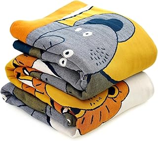 Throw Blanket for Kids- 100% Cotton Ultra Soft Light All Season Quilt - Fun Cartoon Animal Printed Kids Bedroom Decor,80