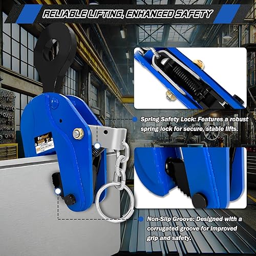 Miniatura 9 de Abrazadera de placa vertical  Abrazadera de elevación de capacidad de carga de 4400 libras  Apertura de mandíbula de 1.3 pulgadas  Abrazadera de