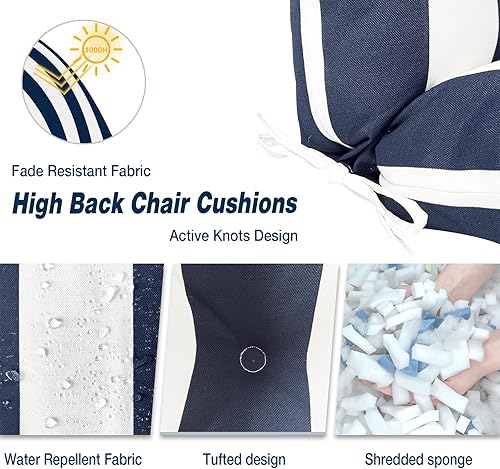 Miniatura 3 de Melody Elephant Cojines para sillas mecedoras para exteriores, antideslizantes, con respaldo antideslizante, cojín para silla de respaldo alto para