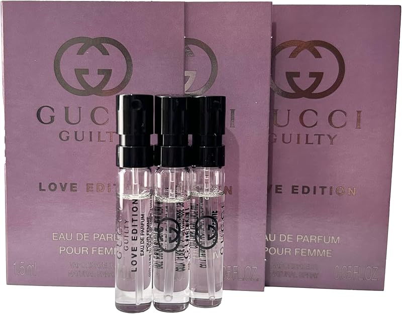 Muestra de perfume Guilty Love Edition Women Pour Femme EDP Spray 1,5 ml / 0,05 oz - juego de 3 (9486) | Para mujer, 0,05 oz, 9486