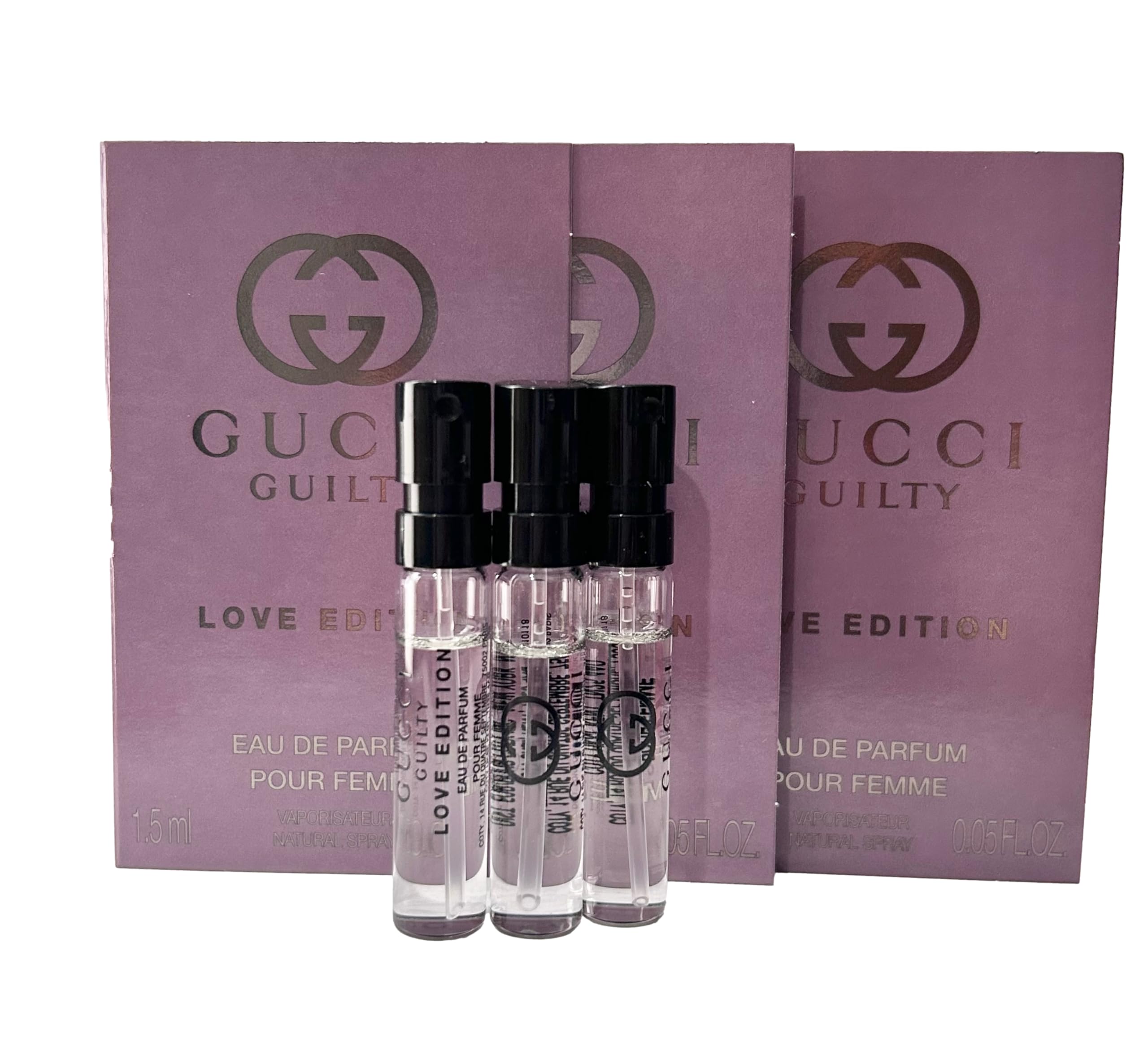 Gucci Guilty Love Edition Sample Perfume Women Pour Femme EDP Spray 1.5 ml / 0.05 oz - set of 3 (9486)