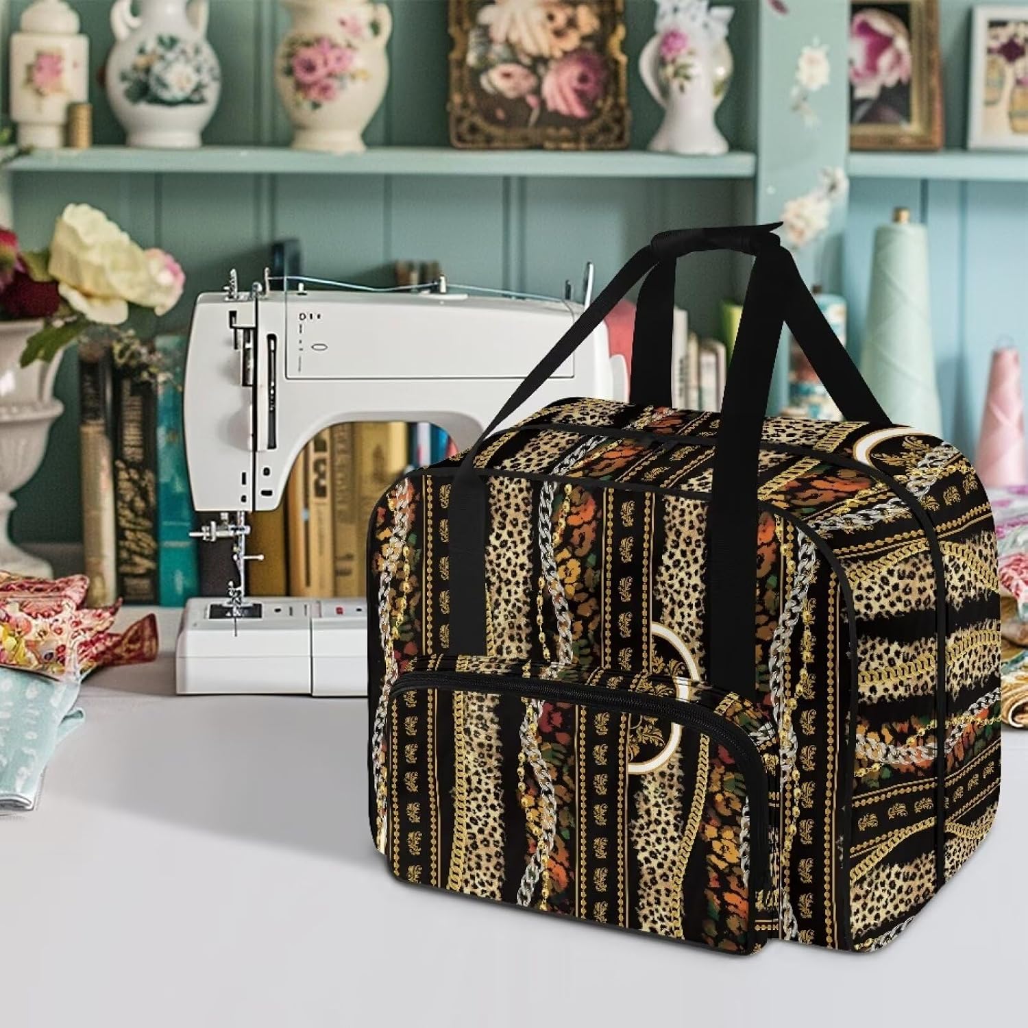 Black Aztec Sewing Machine Carrying Case Anti-scratch, for Most Standard Sewing Machines and Accessories