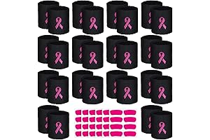 12 Pairs Ribbon Wristbands for Breast Cancer Awareness