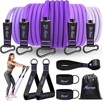HPYGN Resistance Bands, Exercise Bands with Handles, Fitness Bands, Workout Bands with Door Anchor and Ankle Straps, for Heavy Resistance Training, Physical Therapy, Shape Body, Yoga, Home Workout Set