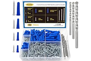 190-Piece Concrete Screw Anchors Kit with Drill Bits