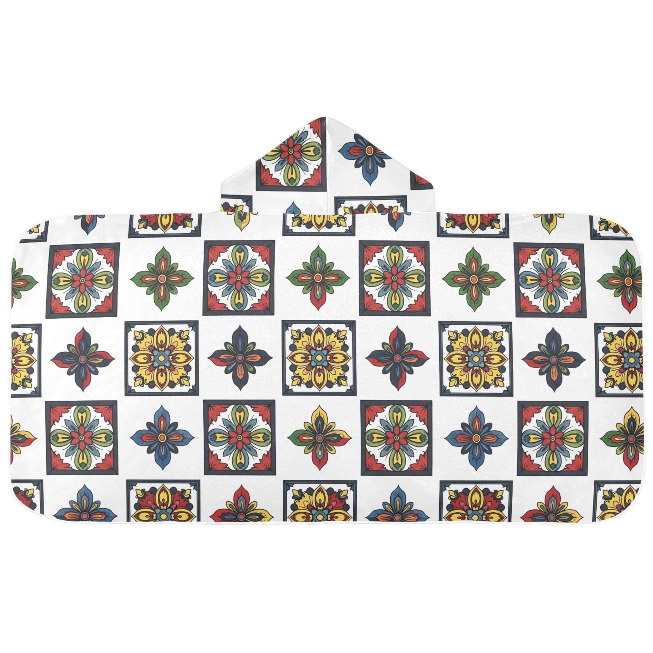 Fuauuyl Tribal Tiles Hooded Baby Bath Towel Soft & Breathable Towel for Newborns Infants Toddlers, Nursery Essential