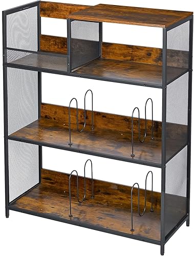 Miniatura 7 de Soporte grande para tocadiscos de 4 niveles, con capacidad para hasta 380-450 álbumes, soporte para tocadiscos con 4 divisores ajustables, soporte