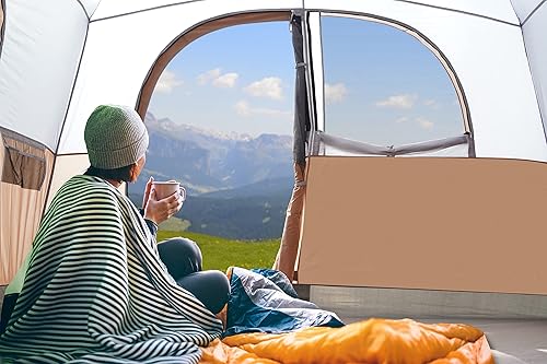 Miniatura 8 de UNP Carpas para 6 personas, impermeable, resistente al viento, fácil instalación, tienda de campaña familiar de doble capa con 1 puerta de malla y 5