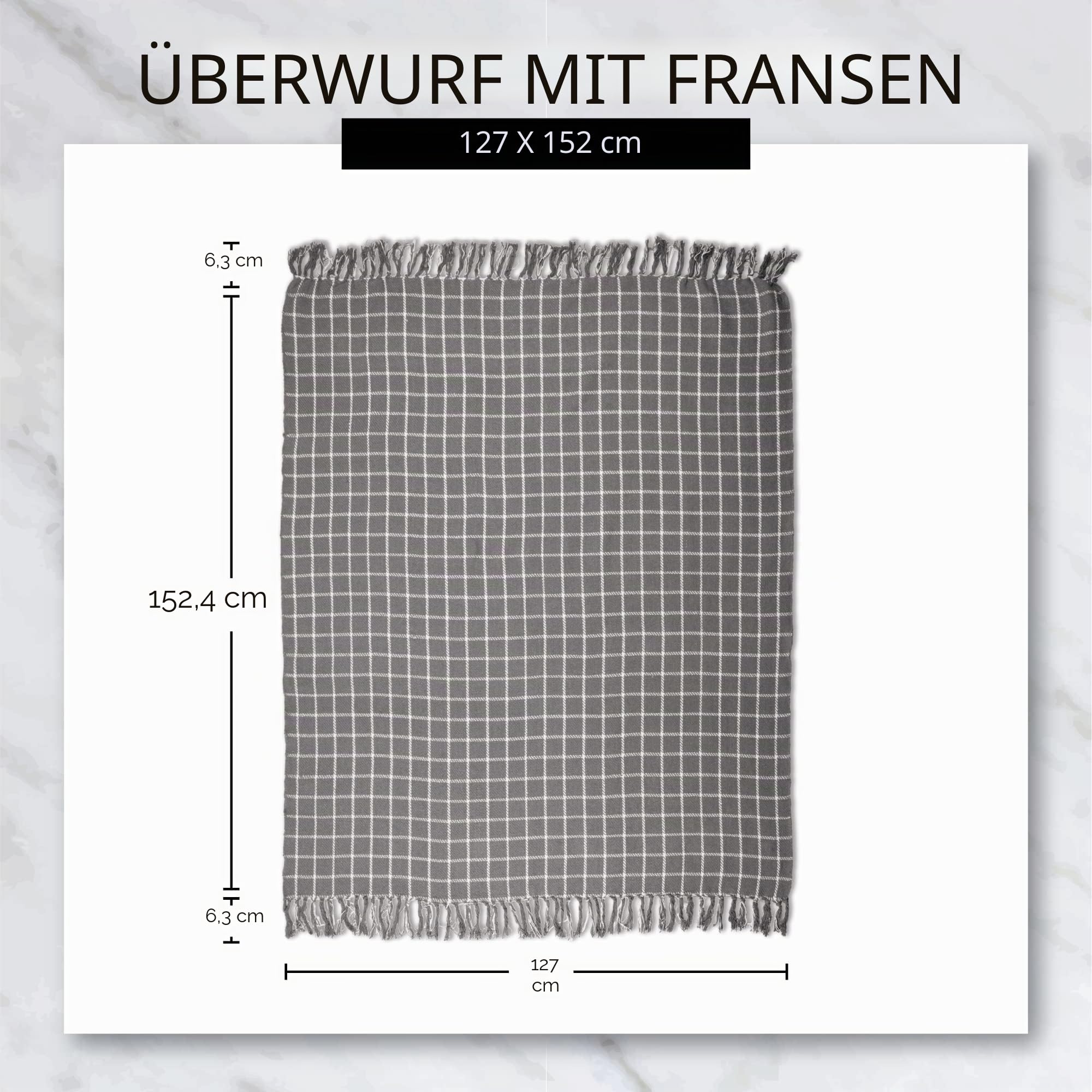 DII Rustikale Überwurfdecke mit dekorativen Quasten, für Stuhl, Couch, Bett, Picknick, Camping, Strand und einfach nur gemütlich zu Hause, 50 x 60 cm, Rot und Weiß