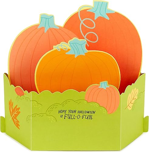 Miniatura 2 de Hallmark Paper Wonder - Tarjeta desplegable de Halloween, parche de calabaza (tarjeta de bricolaje con hojas de calcomanías)