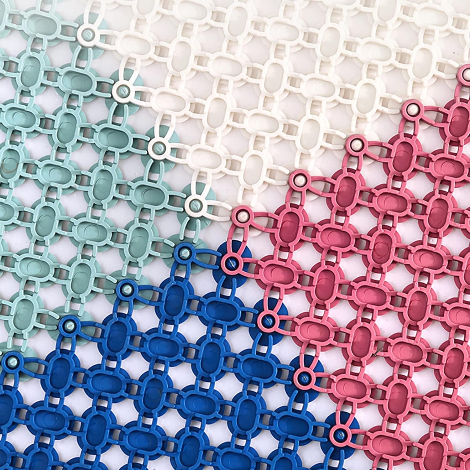 Interlocking PVC Floor Tiles Non-Slip and No Water Accumulation Bathroom Mat, with Drain Hole Bathroom Decorative Mat for Toilets Saunas Spas Color : Blue-2, Size : (4 Pieces) 22x22cm