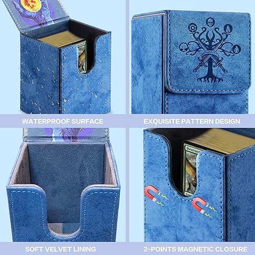 Miniatura 4 de MTG Commander - Caja de baraja para más de 100 tarjetas de una sola funda, caja de cartas mágicas con imán fuerte, caja de almacenamiento de