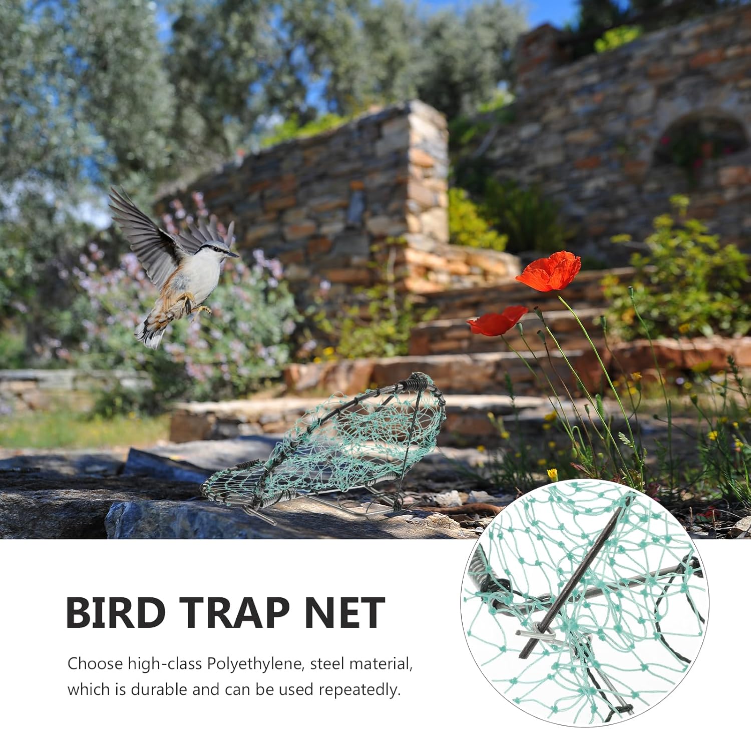 INOOMP Pigeon Cage Effective Spring Sparrow Multifunctional for Wear-Resist Mesh Reusable Pigeon Starling Clip Hunting Garden Live Catcher Outdoor Catching Traps Practical Quail Bird Net