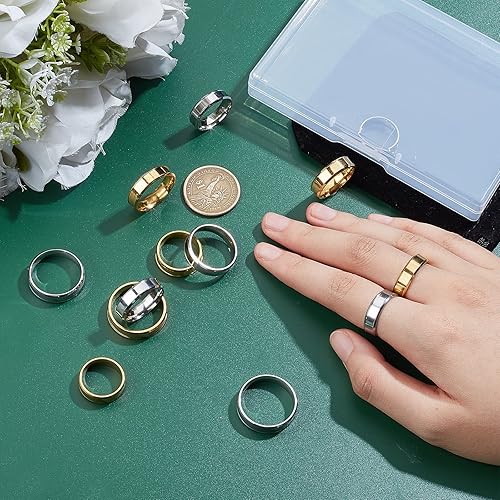 Miniatura 6 de UNICRAFTALE Anillo de dedo ranurado de acero inoxidable, núcleo de metal en blanco, anillos en blanco de metal ancho redondo DIY anillo de dedo