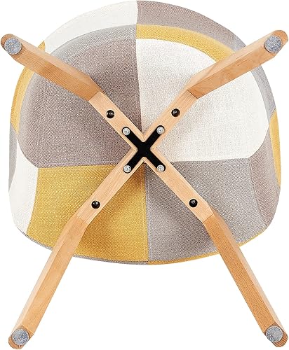 Miniatura 4 de Silla de comedor juego para 2 asientos de tela de retazos silla de sala de estar moderna silla de descanso restaurante cafetería silla de cocina