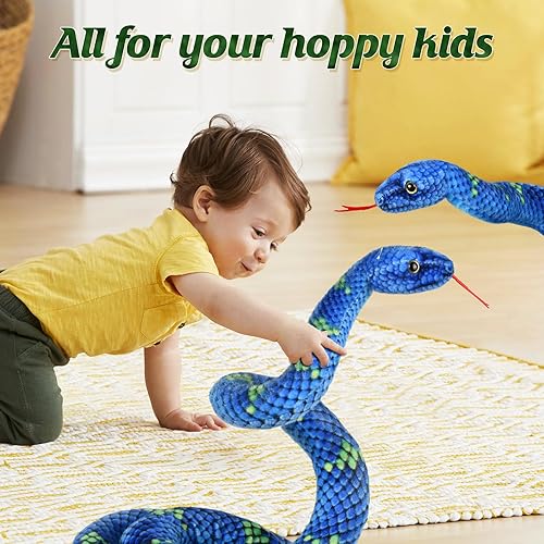 Miniatura 6 de Peluche de serpiente, animal de serpiente de peluche, serpientes de juguete grandes de 80 pulgadas para niños, serpiente de peluche gigante,
