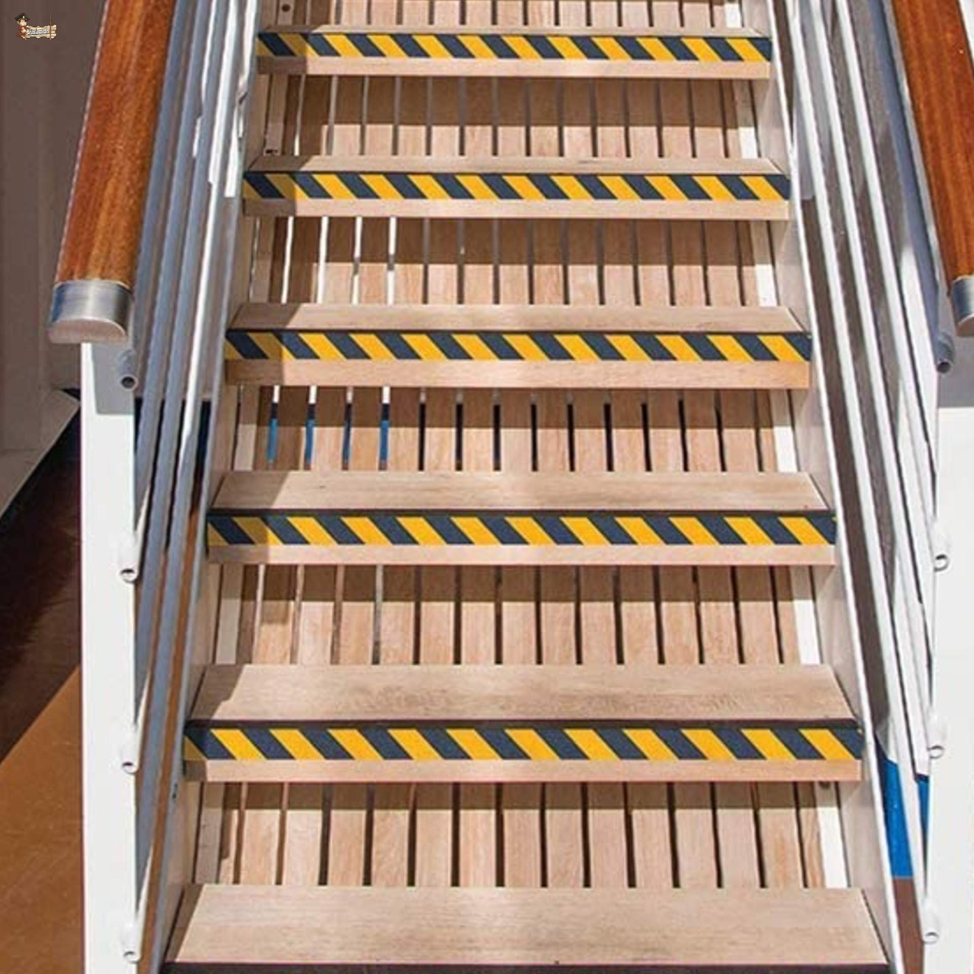 BricoLoco Cinta banda antideslizante adhesiva antiresbalante para escaleras, escalones, suelo, zonas resbaladizas. Amarillo y negro. Ancho 50 mm. Largo 5 mts. (5)