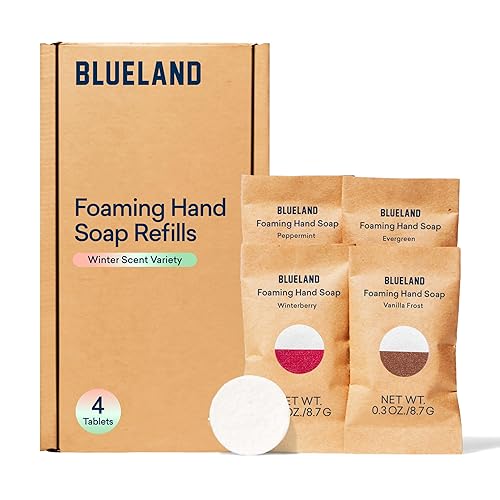 BLUELAND Recambios de tabletas de jabón de manos espumoso, paquete de 4 unidades, productos ecológicos y suministros de limpieza, variedad de aromas