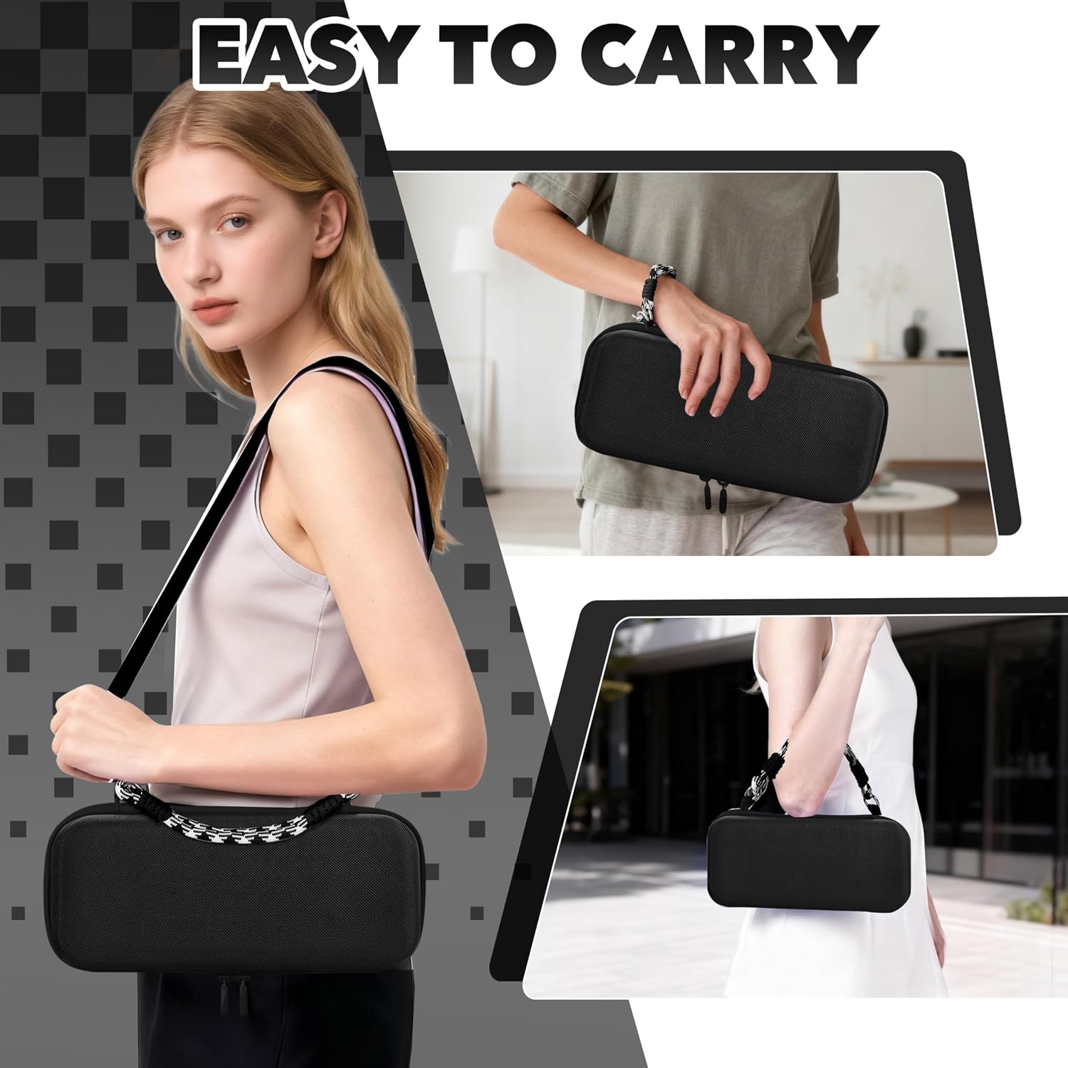 Toladoshop Tolado Carrying Case for Nintendo Switch 2 (2025), Shockproof Hard Shell with 24 Game Card Slots, Shoulder Strap, Wrist Strap, Protective Cover Travel Bag, Cool Black image 5