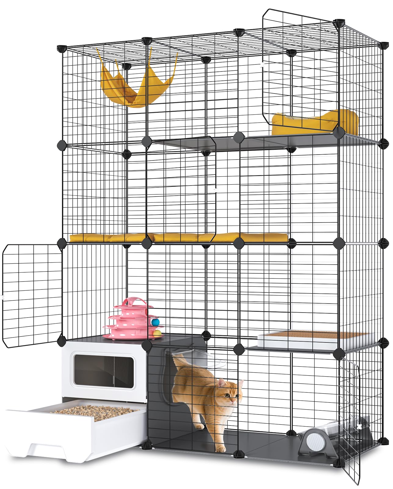 Amazon.co.jp: Topzoo 猫 ケージ トイレ付き 高さ143×幅107×奥行き45cm