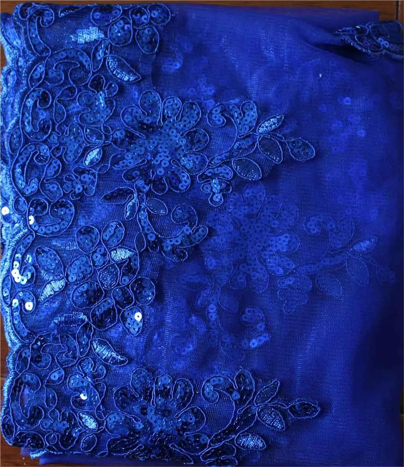 Brautschleier Blauer Bling Pailletten Spitze Kurzer Brautschleier Eine Schicht Schöner Hochzeitsschleier Hochzeit Braut Zubehör(75cm)
