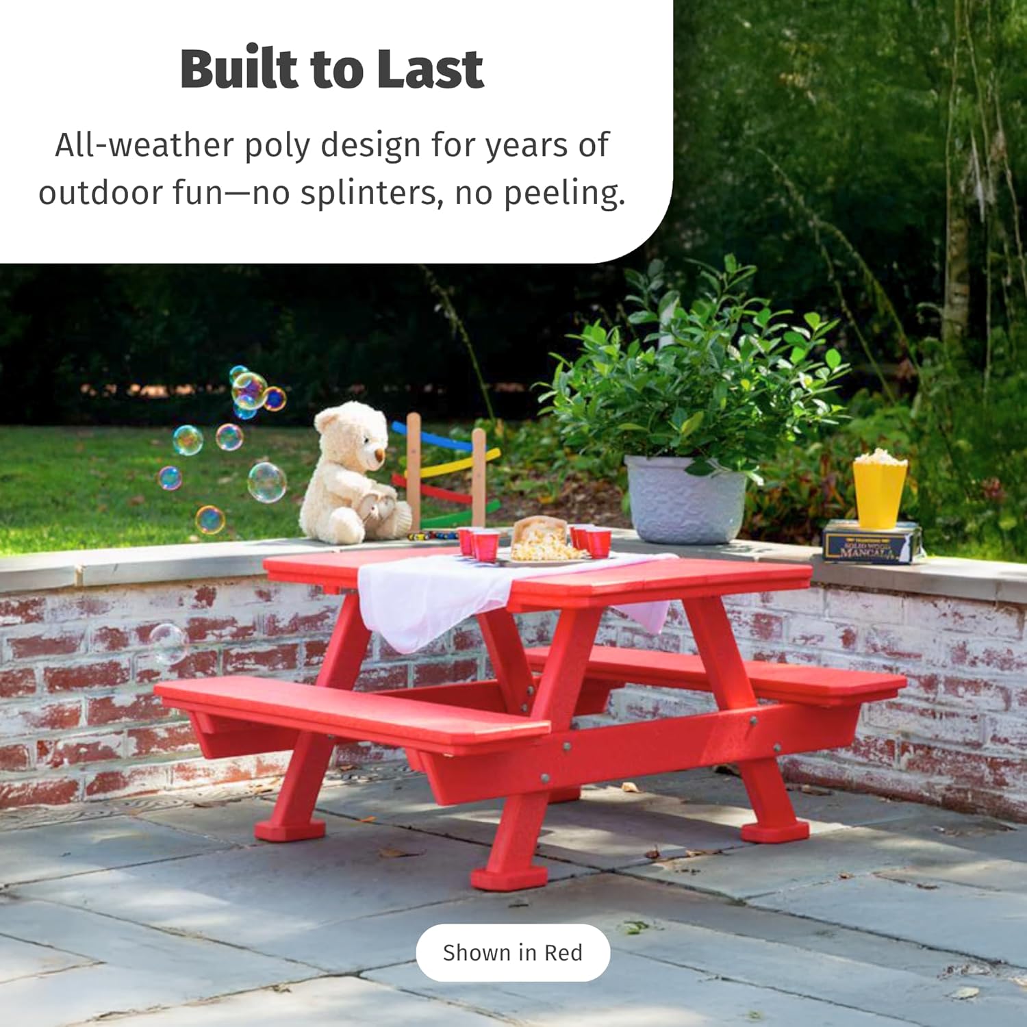 DutchCrafters Plastic Kids Picnic Table, Heavy Duty Toddler Outdoor Table, Childrens Picnic Tables for Outdoors for Playtime, Meals, Arts & Crafts, Camping and More - Amish Made in USA (Black)