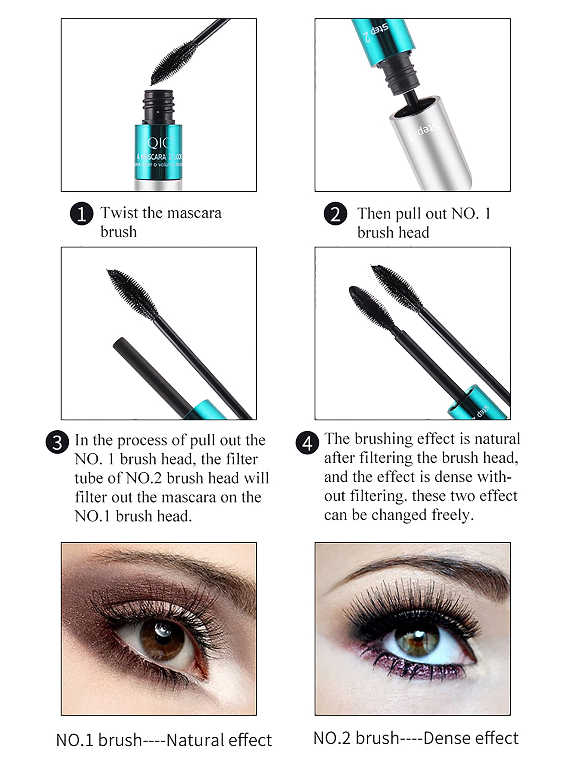 Mascara Waterproof Non-Smudge Volumizing And Lengthening Anti-Sweat 4D Mascara Black Full Fan Effect Eye Makeup (C) - Image 2