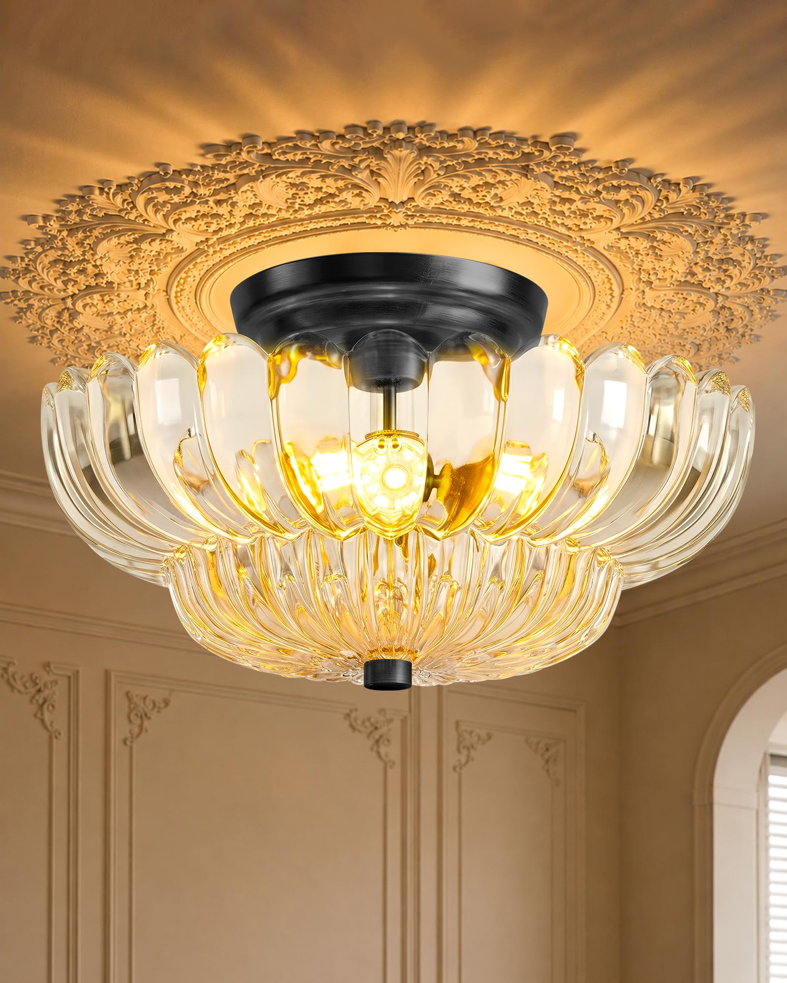 Photo 1 of GloMuse Semi Flush Mount Ceiling Light - 11.8" Clear Glass