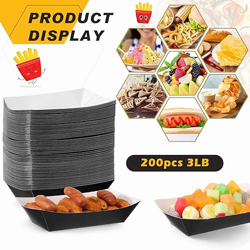 Miniatura 3 de Yinkin 200 bandejas de papel desechables para Halloween para nachos, bandejas de papel kraft para tacos, suministros de fiesta de concesión (3